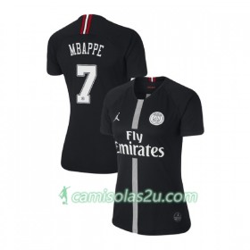 Camisolas de Futebol Paris Saint Germain Mbappe 7 Jodan Preto Mulher Equipamento 3ª 2018/19 Manga Curta